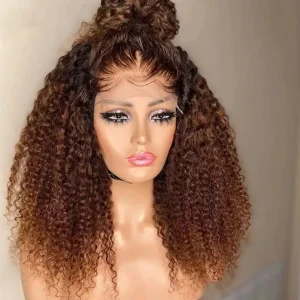 Afro Kinky Curly Ombre Brown Wig