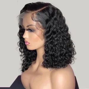 Short Curly Bob Deep Wave Lace Front Human Hair Wig