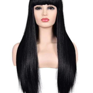 Long straight wig with bangs