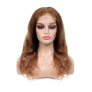 Ombré Wavy Human Hair Lace Front Wig