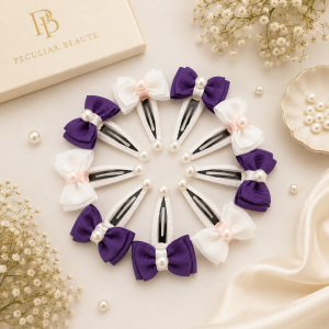 Sweetheart pearl mini bow clips