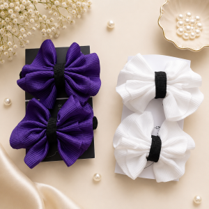 Layered ribbon bow hair ties