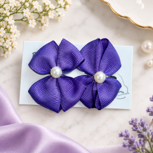 Mini pearl centered bow ribbons