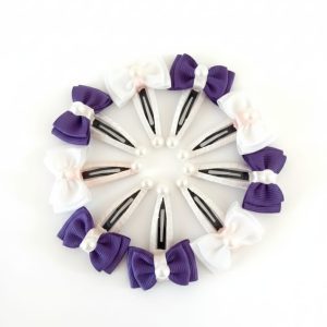 Sweetheart pearl mini bow clips