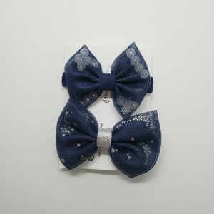 elegant navy blue mesh bow set