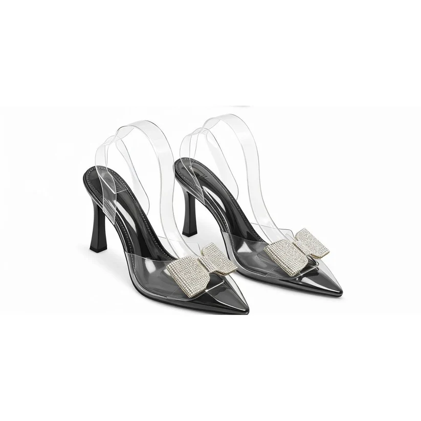 Cinderella Crystal-Bow Clear Stilettos