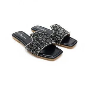 Rhinestone-decorated flat sandals