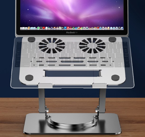 No brand 360° rotating laptop stand bracket Metal Computer Desk – silver - Image 3