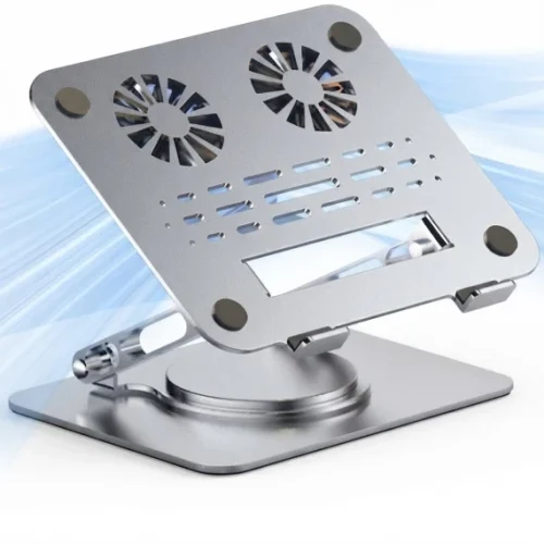 No brand 360° rotating laptop stand bracket Metal Computer Desk – silver