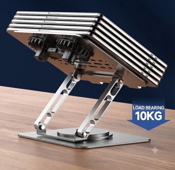 No brand 360° rotating laptop stand bracket Metal Computer Desk – silver - Image 5