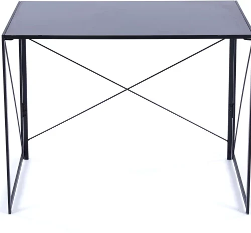 Artisign 40 inch Folding Computer Writing Desk Wood and Metal Study Desk, PC Laptop Home Office Study Table, Black Engineered Wood Computer Desk
