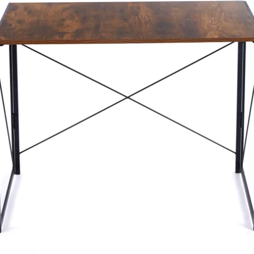 Artisign 40 inch Folding Computer Writing Desk Wood and Metal Study Desk, PC Laptop Home Office Study Table, Berlin Rustic Engineered Wood Computer Desk – Brown