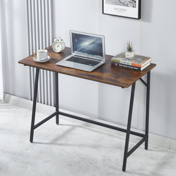 Artisign Computer Desk 39.4" Small Student School Writing Desk, Easy Assembly Study Writing Table Home Office Desk Modern Simple Style PC Desk for Small Space, Study Kids Black Desk, Metal Frame Engineered Wood Computer Desk – Brown - Image 5