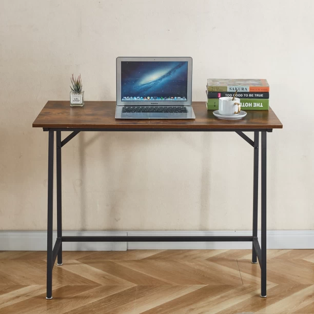 Artisign Computer Desk 39.4" Small Student School Writing Desk, Easy Assembly Study Writing Table Home Office Desk Modern Simple Style PC Desk for Small Space, Study Kids Black Desk, Metal Frame Engineered Wood Computer Desk – Brown - Image 3