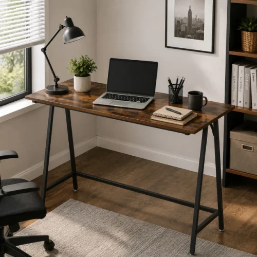 Golden Star Africa 100×50×75cm Multifunctional Computer Desk Simple Home Office Writing and Study Desk Triangular Reinforced Metal Frame Suitable for Bedrooms Studies and Offices Multipurpose Table – Berlin Rustic