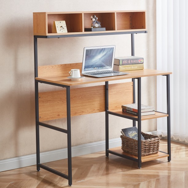 RSQQAV Computer Desk Student Table Gaming Desk Office Workstation with Shelves Multipurpose Table – WOOD - Image 5