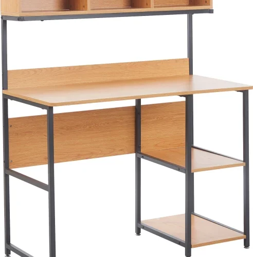 Artisign Shelf Desk, Home Office Desk, Computer Desk with Storage, Small Desk for Bedroom, Gaming Desk, Contemporary Desk for Dorm Room & Home Study Office Table – Orange
