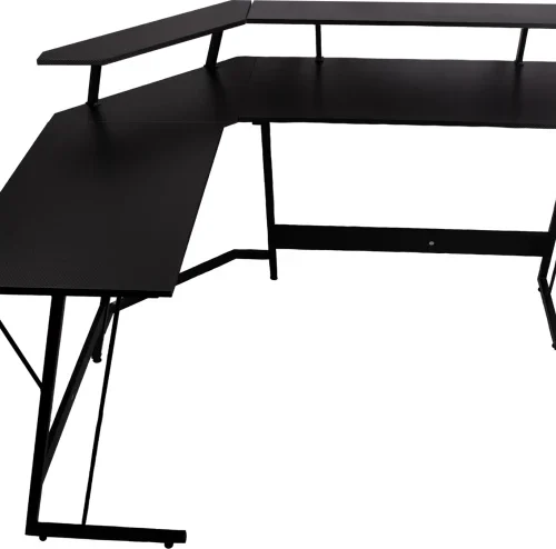 Mixbox Carbon Fiber Corner Computer Desk Gaming Desk with 2 Monitor Stand Metal Computer Desk – Black