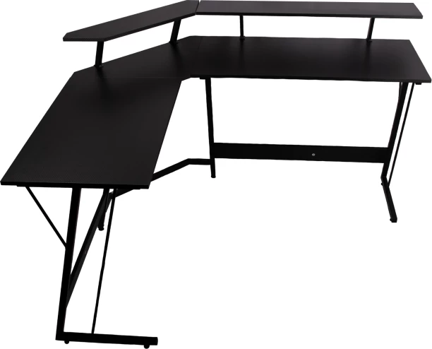 Mixbox Carbon Fiber Corner Computer Desk Gaming Desk with 2 Monitor Stand Metal Computer Desk – Black