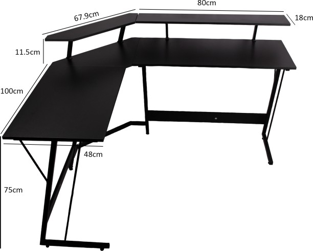 Mixbox Carbon Fiber Corner Computer Desk Gaming Desk with 2 Monitor Stand Metal Computer Desk – Black - Image 5