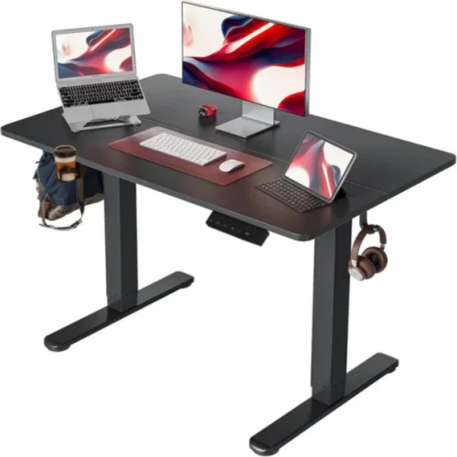 TOXIYA Smart Electric Lift Standing Desk, Height Adjustable, with Desktop Solid Wood Computer Desk β BLACK