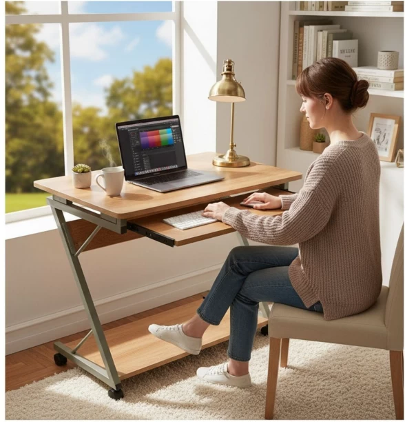 Vensico Wood Finish Computer Desk for Home and Office Engineered Wood Computer Desk – Wood Brown - Image 2
