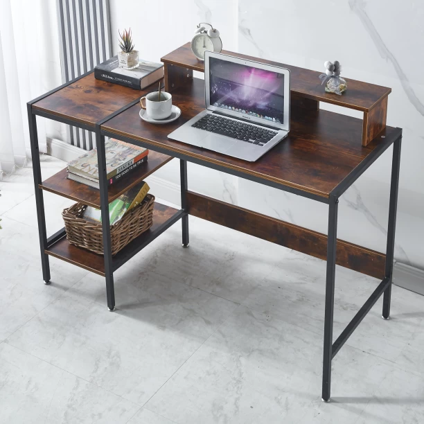 Artisign Computer Desk 47-inch with Storage Shelf - Vintage Ideal Gaming Desk for Bedrooms, Small Spaces, and Home Offices Modern Writing Desk Engineered Wood Computer Desk – Brown - Image 2