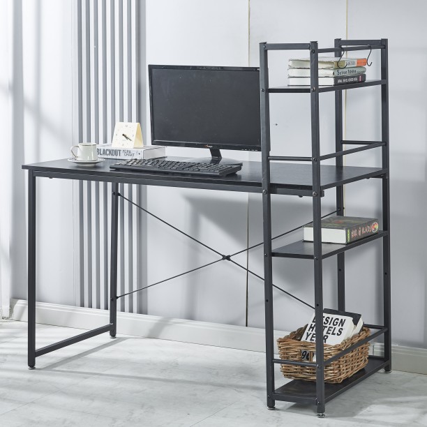 WLOTPUI L Shaped Computer Desk with Storage Shelves Black - Image 5