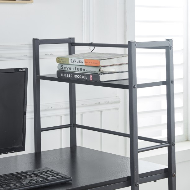 WLOTPUI L Shaped Computer Desk with Storage Shelves Black - Image 3