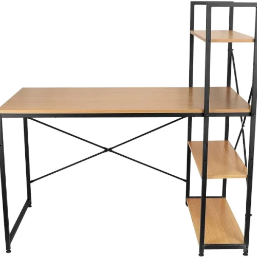 Artisign Desk with Shelves,Computer Desk with 4 Tier Bookshelves Reversible CompactModern PC Workstation Writing Table Home Office Desk 4 Tier Storage Rack Shelf for Office-Yellow Engineered Wood Computer Desk