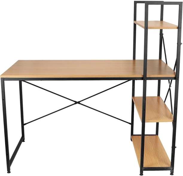 Artisign Desk with Shelves,Computer Desk with 4 Tier Bookshelves Reversible CompactModern PC Workstation Writing Table Home Office Desk 4 Tier Storage Rack Shelf for Office-Yellow Engineered Wood Computer Desk