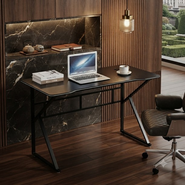 Golden Star Africa 120 × 60cm modern minimalist carbon fiber esports desk widened by 120cm with a stable and non shaking steel frame desk It is a multifunctional computer desk for home work live streaming and gaming Engineered Wood Computer Desk – Black - Image 5