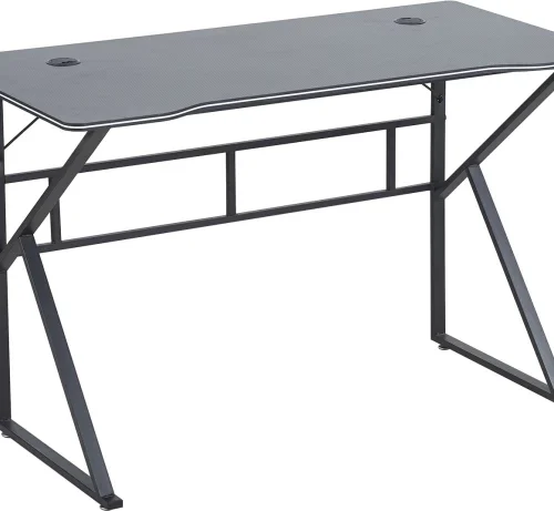 Artisan Furniture Warehouse Furniture Z-shaped gaming table 120cm wide ergonomic computer desk with cable holes black carbon fiber surface workbench for gaming and learning Engineered Wood Computer Desk