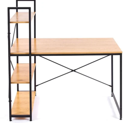 Musketeers Computer Workstations with 4 Shelves Study Writing Desk Student Desk - Grey Wood Solid Wood Computer Desk