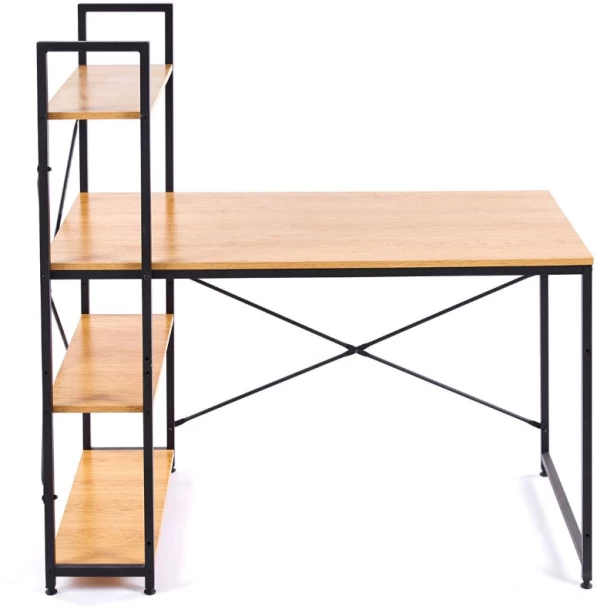 Musketeers Computer Workstations with 4 Shelves Study Writing Desk Student Desk - Grey Wood Solid Wood Computer Desk