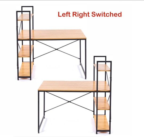 Musketeers Computer Workstations with 4 Shelves Study Writing Desk Student Desk - Grey Wood Solid Wood Computer Desk - Image 4