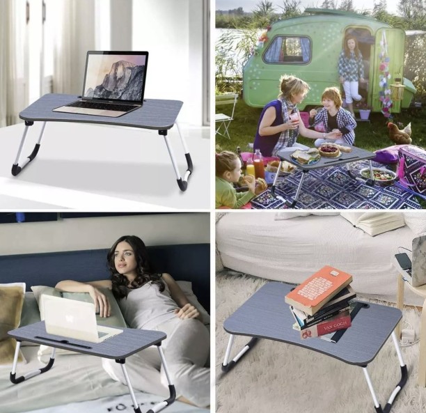 EZ Select Large Laptop Foldable Desk/Table Serving Tray with Tablet Stand Multipurpose Table – Black - Image 2