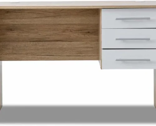 Musketeers Office Desk Sonama Oak & White Solid Wood Workstation Office Desk Solid Wood Workstation