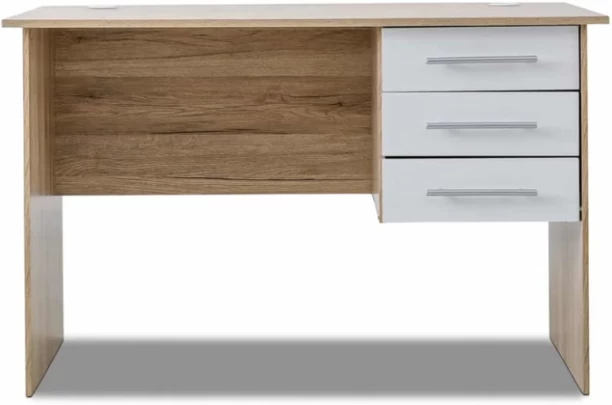 Musketeers Office Desk Sonama Oak & White Solid Wood Workstation Office Desk Solid Wood Workstation
