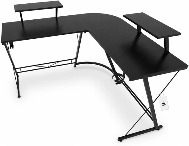 Topika Corner Computer Desk,Office Desk Corner, L-Shaped Gaming Desk &Stand Engineered Wood Workstation – Black