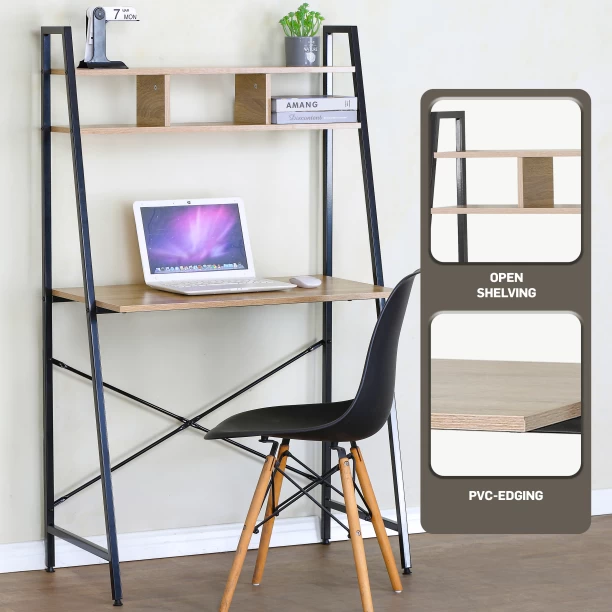 Everfurn Vesa Office Desk Engineered Wood Computer Desk – Oak, Black - Image 2