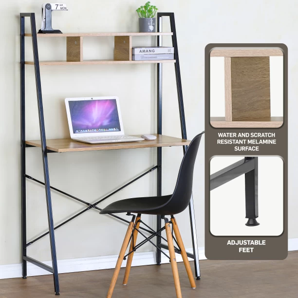 Everfurn Vesa Office Desk Engineered Wood Computer Desk – Oak, Black - Image 3