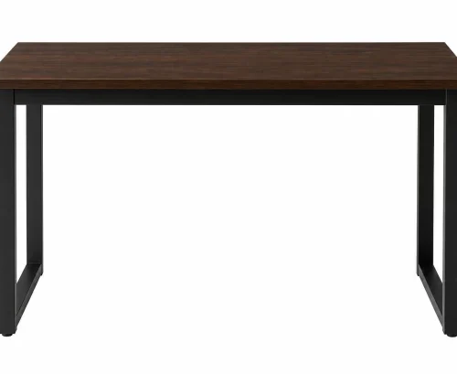 Sub Urban Decor Compact Steel Frame Desk with Dark Wood Look Top Metal Computer Desk – Black