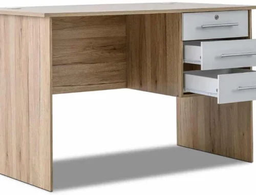 Musketeers Office Desk Sonama Oak & White Solid Wood Workstation Solid Wood Workstation – White & Oak