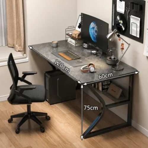 Generic Industrial Computer Desk Engineered Wood Computer Desk – Rock Slab-Style Grey