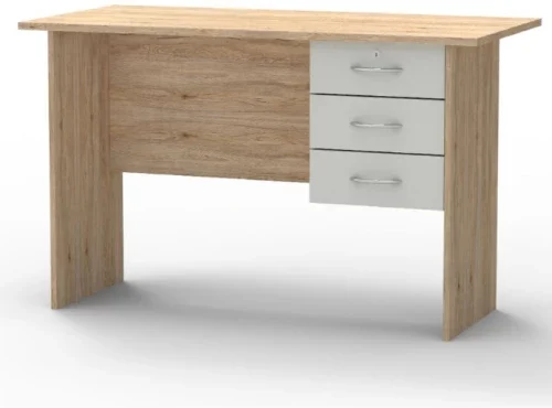 Musketeers Office Desk Sonama Oak & White Solid Wood Workstation