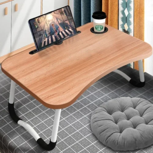 Zzztrade Portable Foldable Laptop Stand Desk for Bed & Sofa Office Table – brown