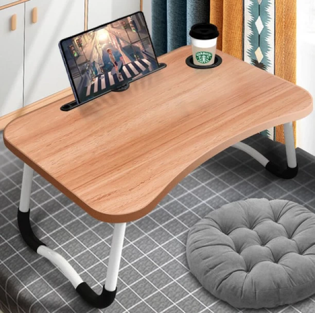 Zzztrade Portable Foldable Laptop Stand Desk for Bed & Sofa Office Table – brown