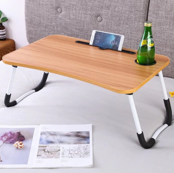 Zzztrade Portable Foldable Laptop Stand Desk for Bed & Sofa Office Table – brown - Image 2