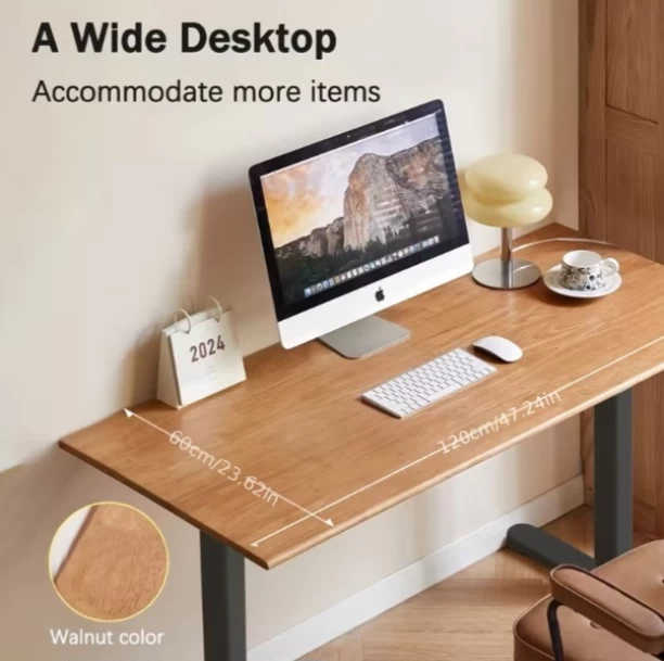 kings goods Electric Height Adjustable Standing Desk with desk top Engineered Wood Workstation – Brown - Image 3